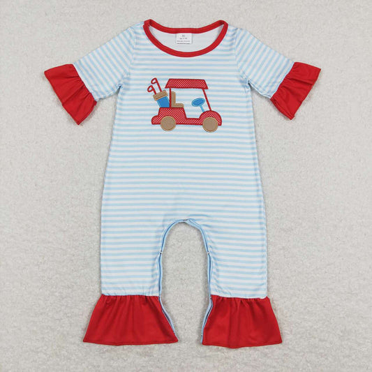SR0699 baby girl golf cart short sleeve romper