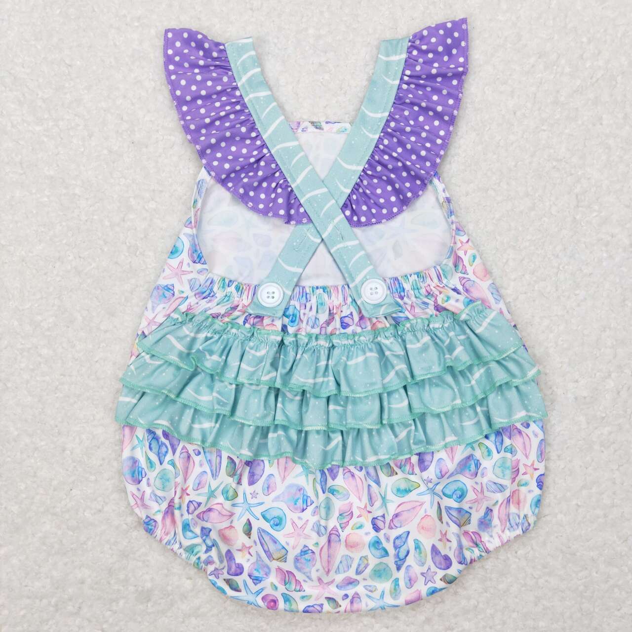 SR0735 baby girl seashells short sleeve romper