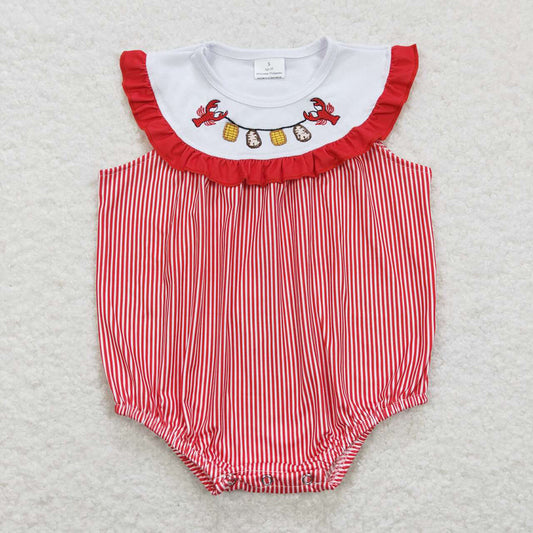 SR0741 baby girl crayfish short sleeve romper