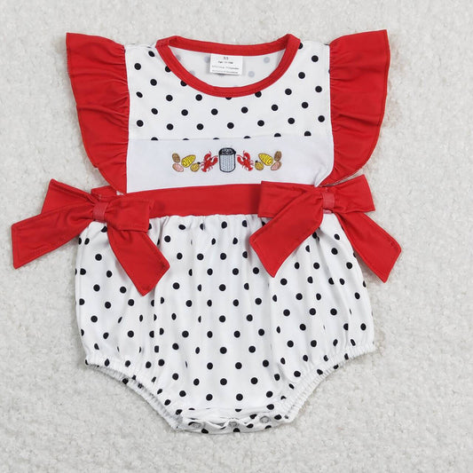 SR0742 baby girl crayfish short sleeve romper