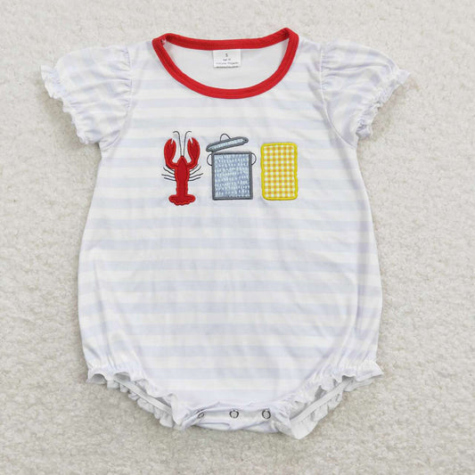 SR0743 baby girl crayfish short sleeve romper