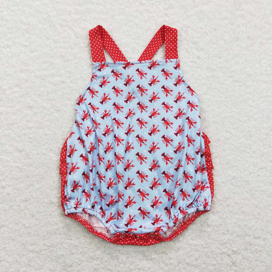 SR0745 baby girl crayfish short sleeve romper