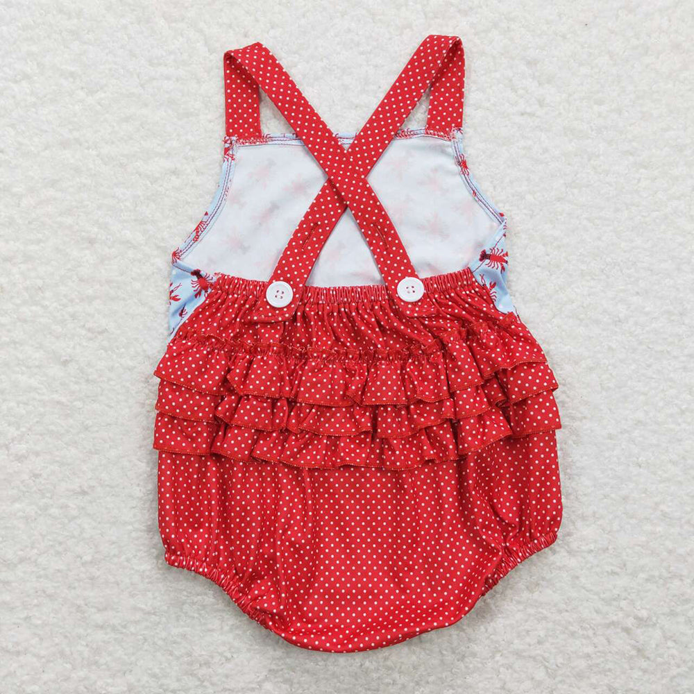 SR0745 baby girl crayfish short sleeve romper