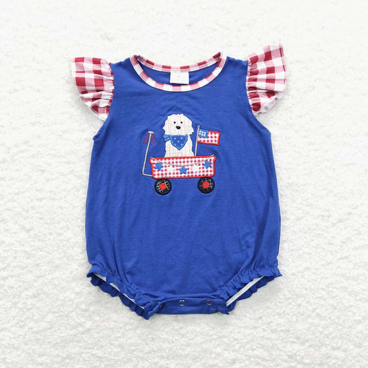 SR0748 baby girl dog 4th of July short sleeve romper