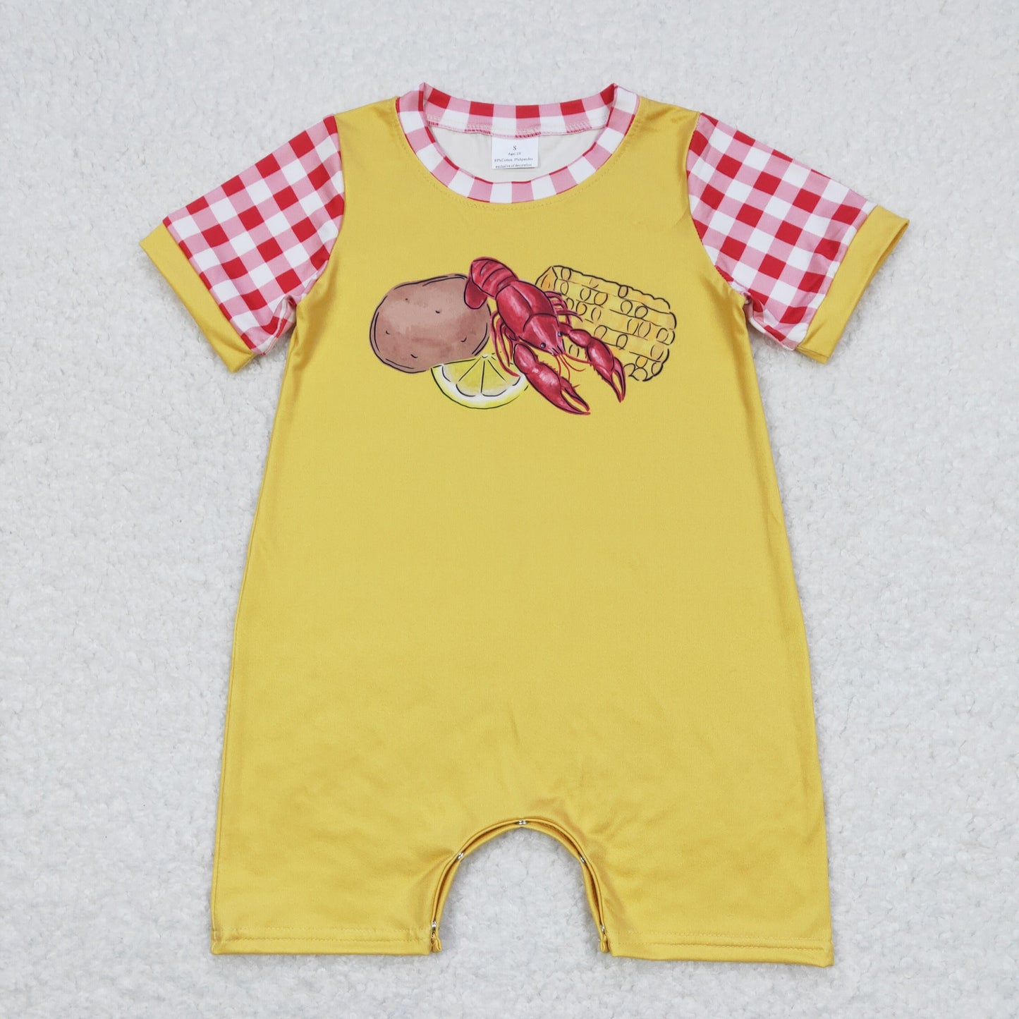 Sibling Baby Boys Girls Crayfishes Top Checked Shorts Clothes Set Rompers