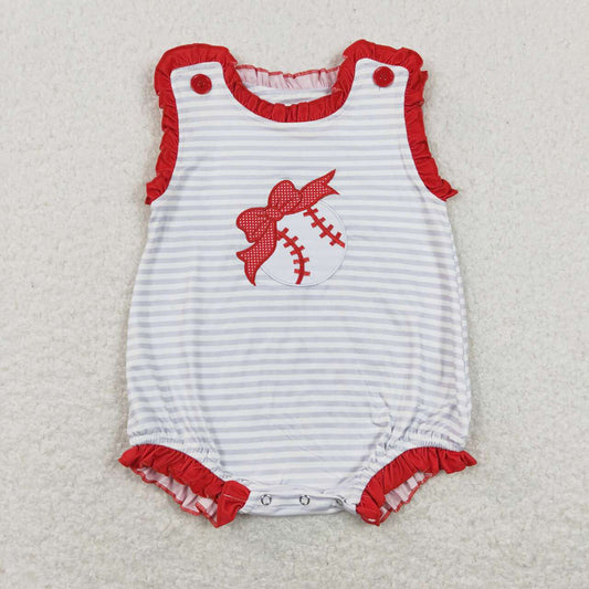 SR0782 baby girl clothes baseball bow bubble