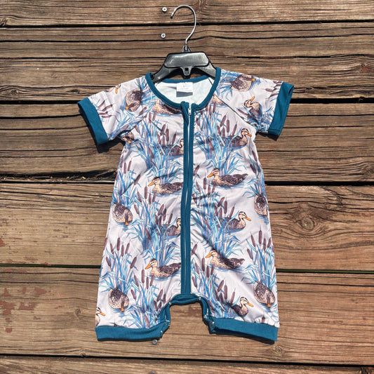 SR0802 baby boy mallard zip romper