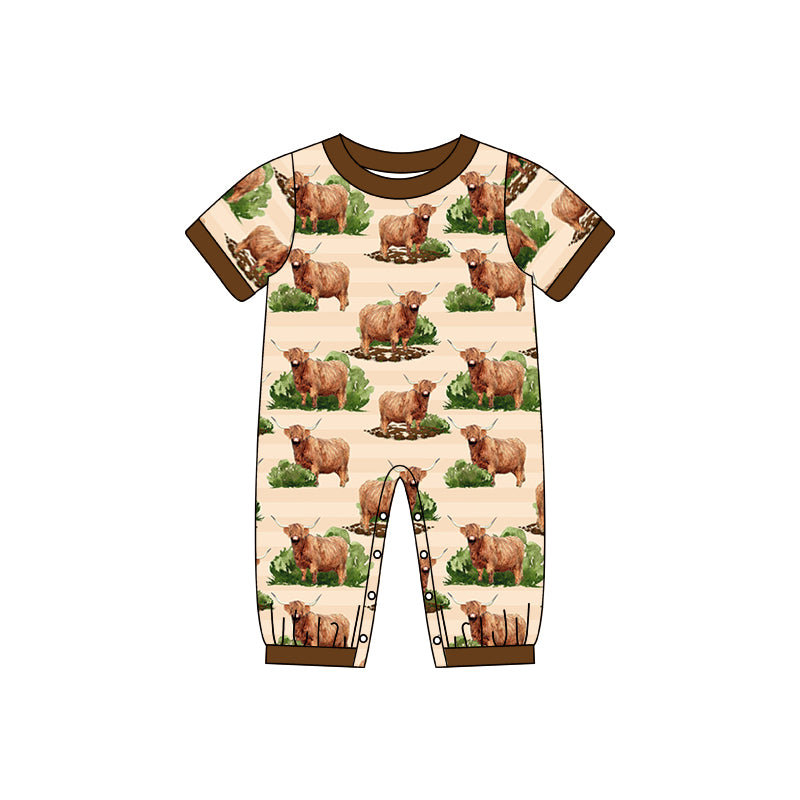 SR0843 pre-order baby boy clothes boy bull brown romper