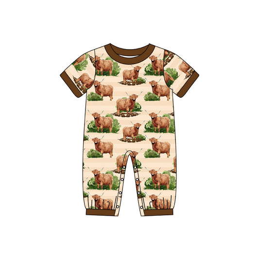 SR0843 pre-order baby boy clothes boy bull brown romper