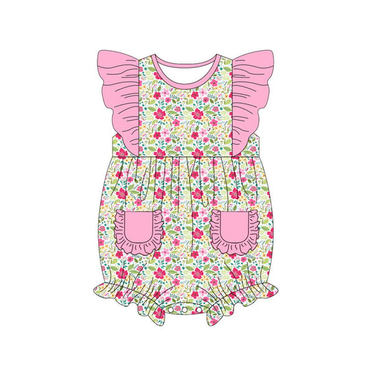 SR0847 pre-order baby girl clothes girl flower pink summer romper