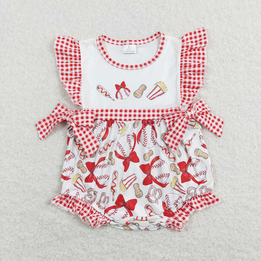SR0848 baby girl clothes girl  baseball hot dog summer romper