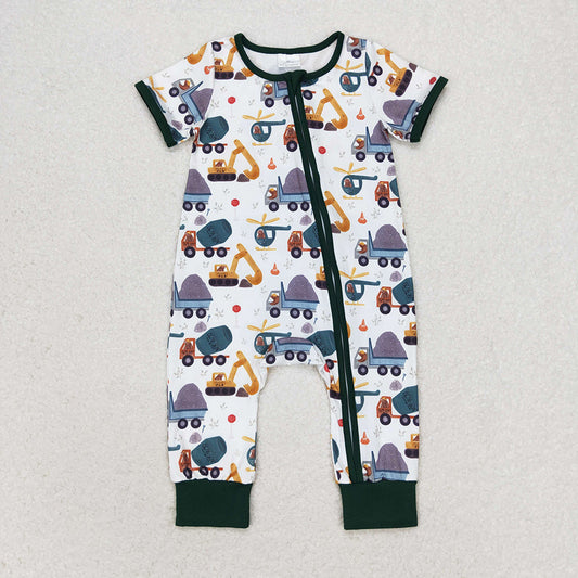 SR0850baby boy clothes boy engineering vehicle romper