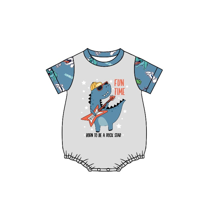 SR0857 pre-order baby boy clothes dinosaur fun time boy summer romper