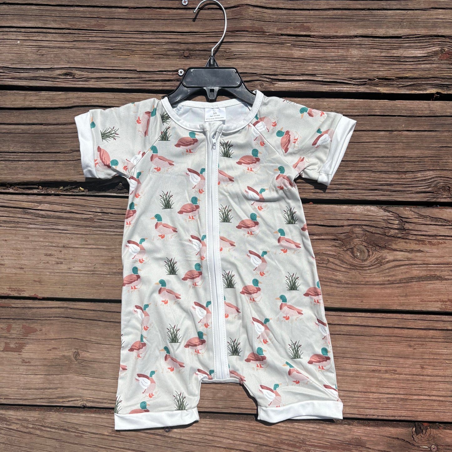SR0877 baby clothes mallard girl boys summer zip romper