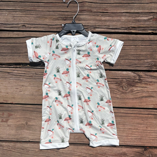 SR0877 baby clothes mallard girl boys summer zip romper