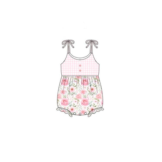 SR0895 pre-order baby girl clothes pink flower girl summer romper