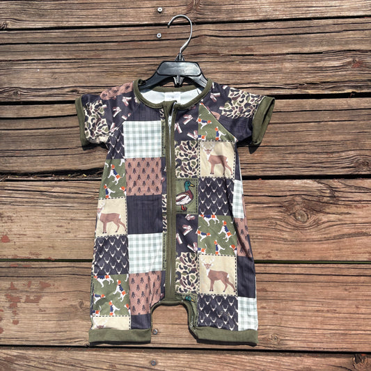 SR0902 baby boy clothes mallard plaid boy summer romper