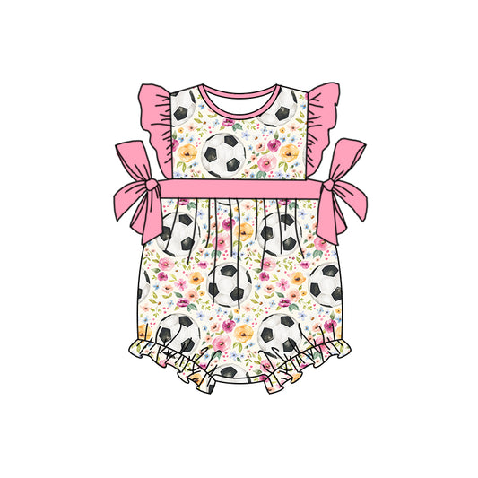 SR0906 pre-order baby girl clothes football flower girl summer romper