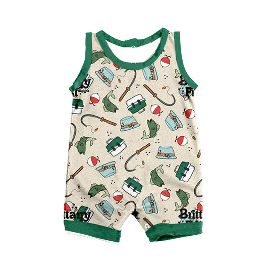 SR0914 pre-order baby boy clothes fishing print boy summer romper