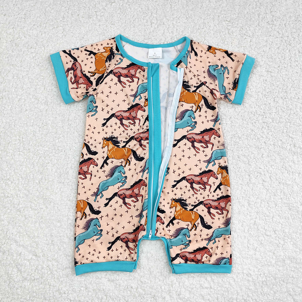 SR0934baby boy clothes horse boy summer romper