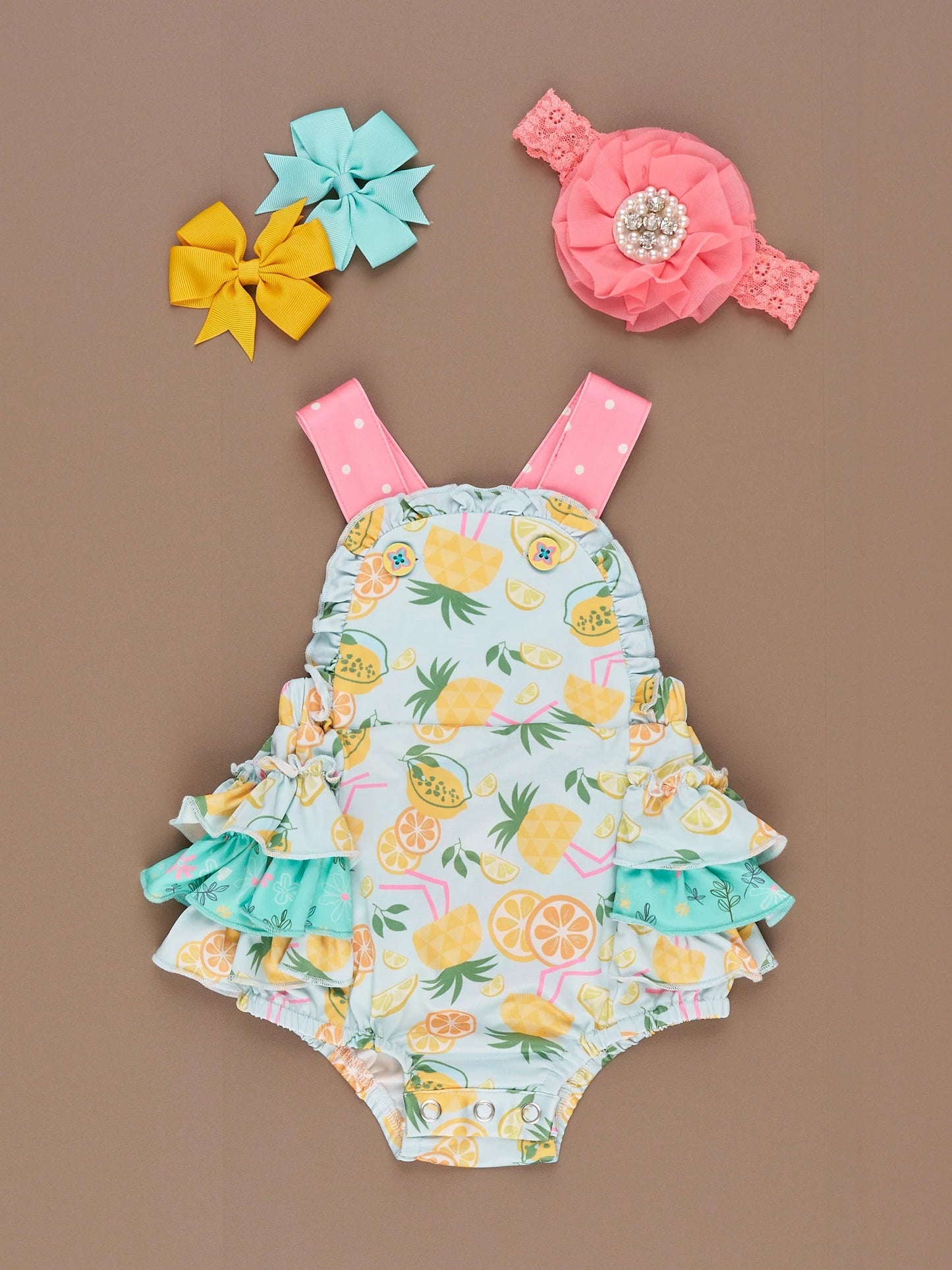 SR0943 pre-order baby girl clothes lemon girl summer romper