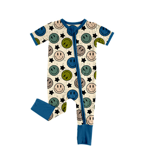 SR0944 pre-order baby boy clothes smiley star boy summer romper