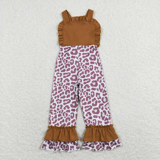 SR0965 baby girl clothes yellow leopard print girl summer jumpsuit