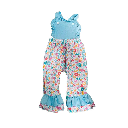 SR0966 pre-order baby girl clothes blue leopard print girl summer jumpsuit