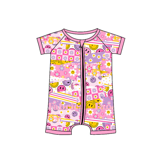 SR0968 pre-order baby girl clothes colorful smiley flowers girl summer romper