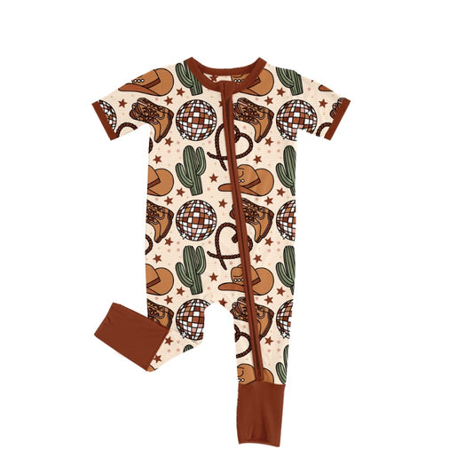 SR0973 pre-order baby boy clothes cowboy western boy zipper summer romper