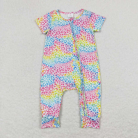 SR0977 baby girl clothes color leopard print girl summer romper