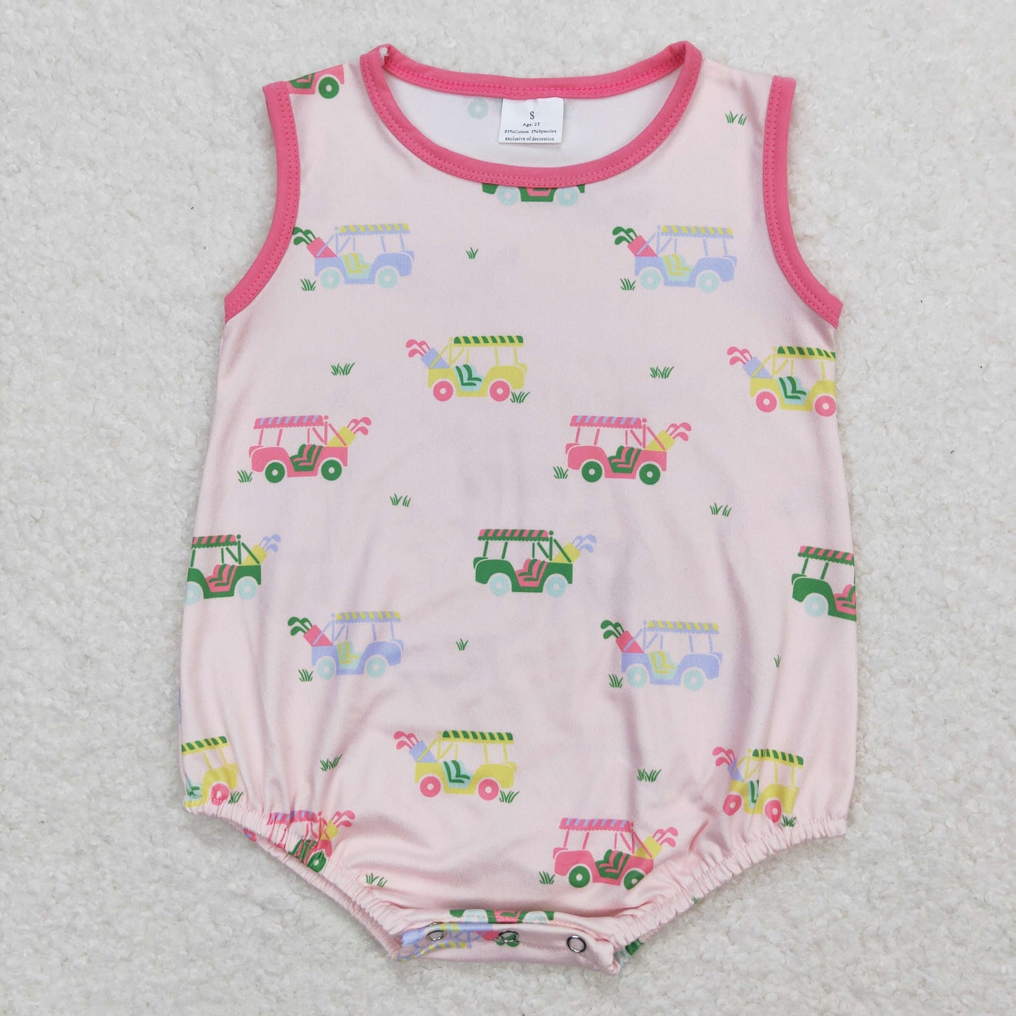 SR0981  baby girl clothes golf cart girl summer romper