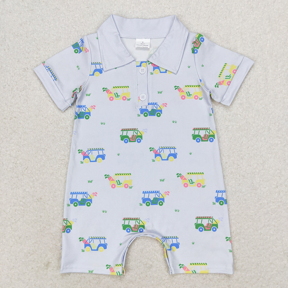 SR0982baby boy clothes golf cart boy summer romper