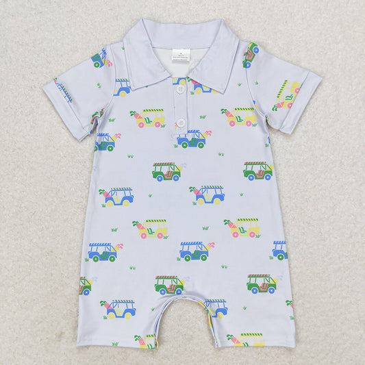 SR0982baby boy clothes golf cart boy summer romper