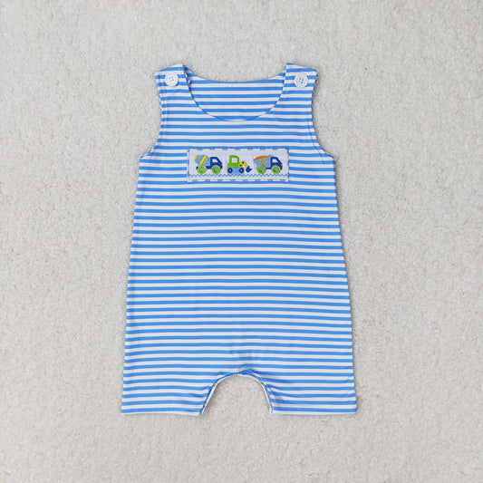 SR1005baby boy clothes engineering vehicle boy summer romper