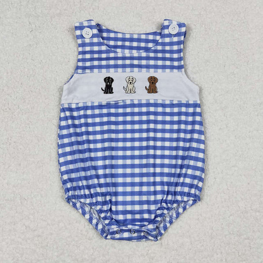 SR1048 Embroidery baby boys clothes puppy toddler summer bubble rompers