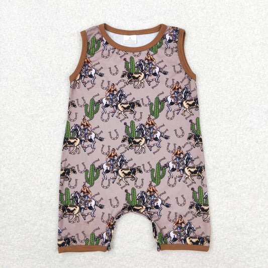 SR1101 baby boy clothes cactus horse sleeveless rompers