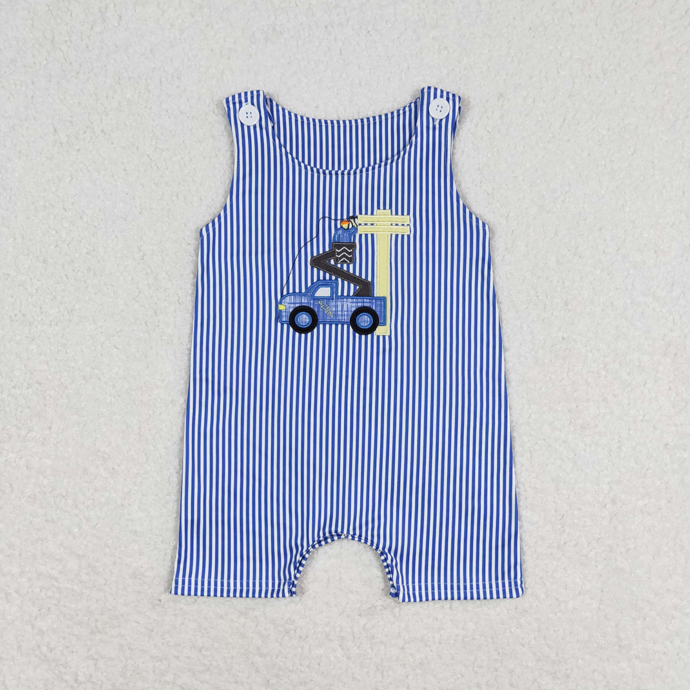 Sibling Embroidery Baby Infant Boys Toddler Sleeveless Rompers