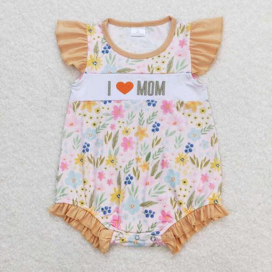 SR1131  baby girl clothes embroidery I love mom toddler girl summer bubble