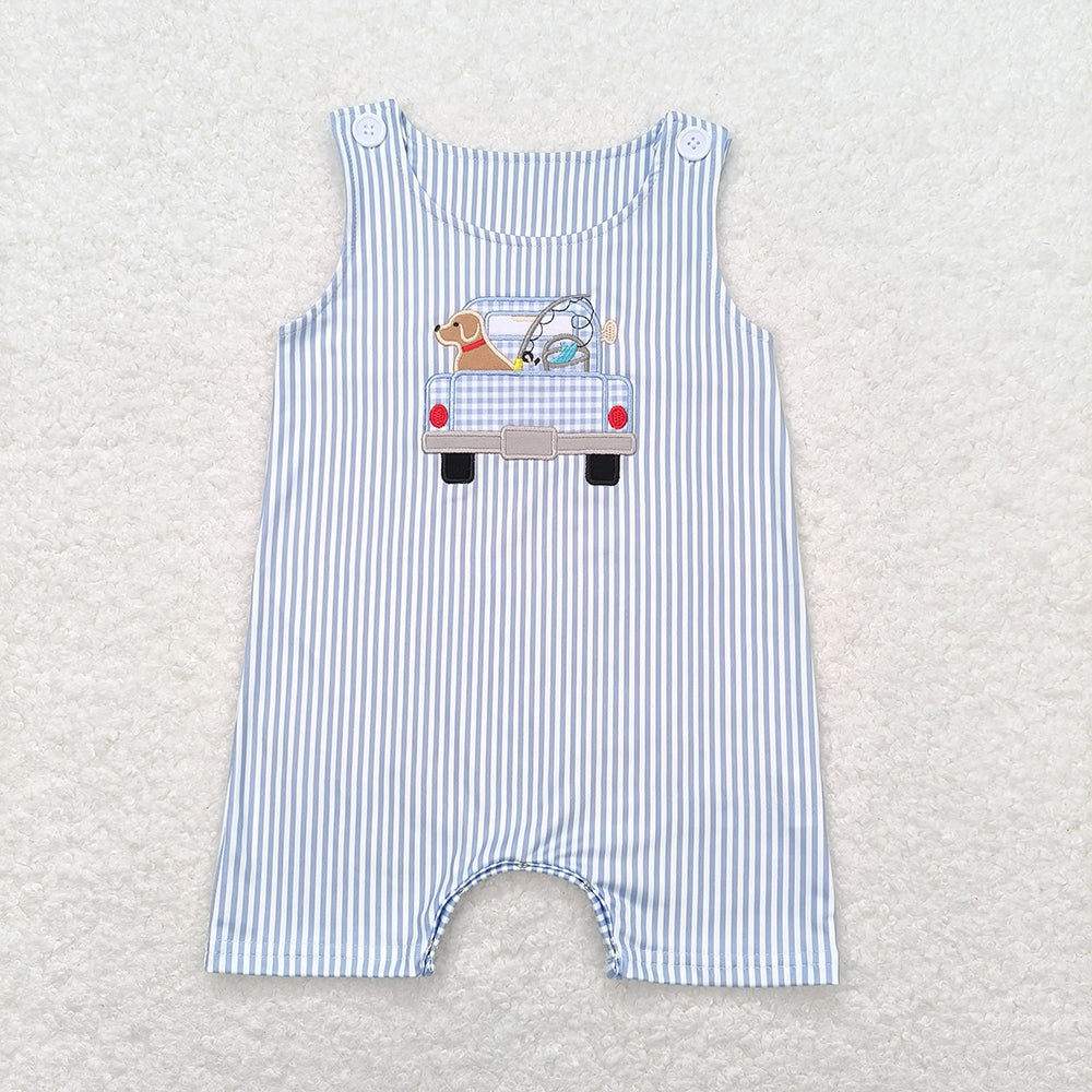 Sibling Embroidery Baby Infant Boys Toddler Sleeveless Rompers