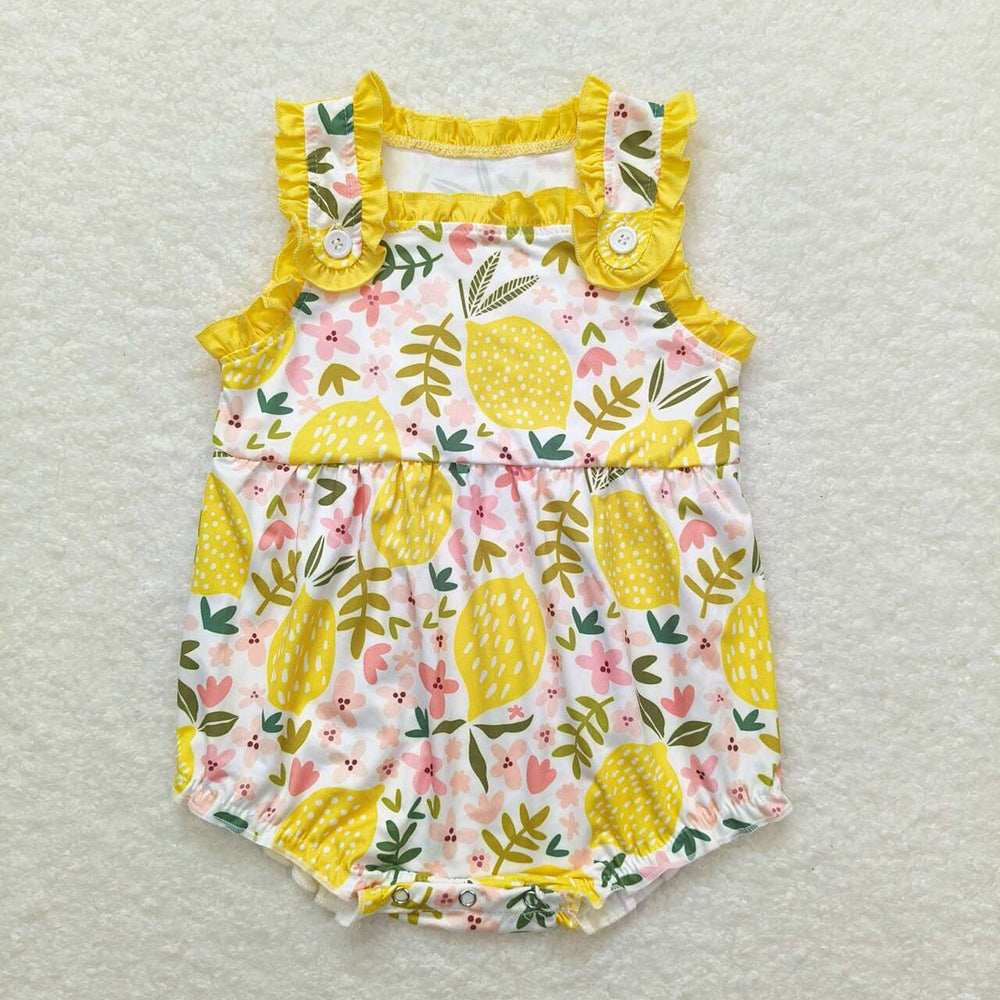 SR1224 baby girl clothes lemon summer bubble rompers