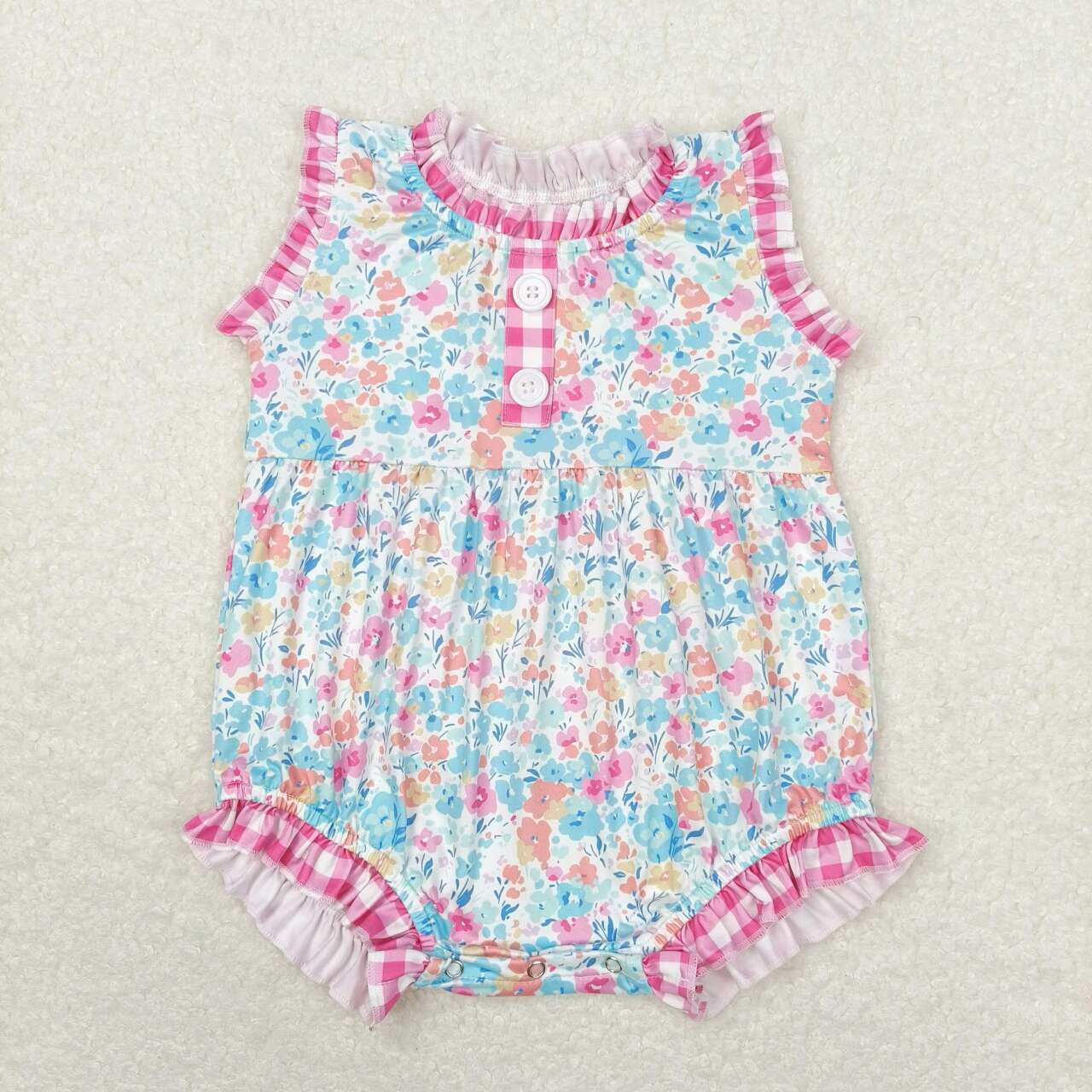 SR1245 baby girl clothes floral gingham toddler girl summer bubble