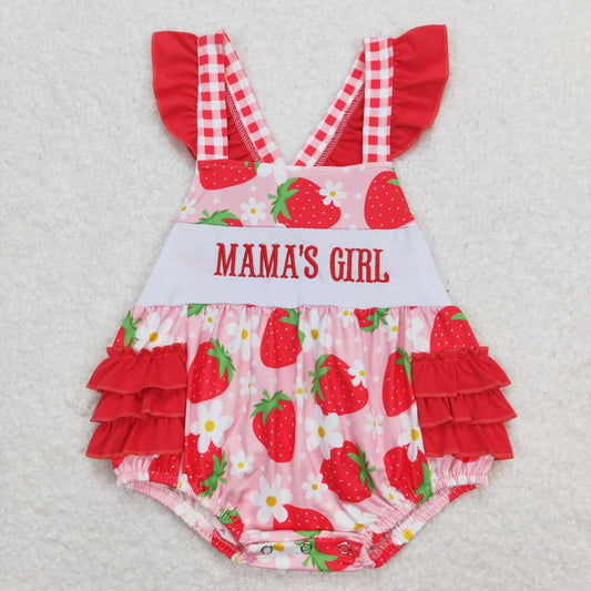 SR1269 baby girl clothes embroidery mama’s girl strawberry toddler girl summer bubble