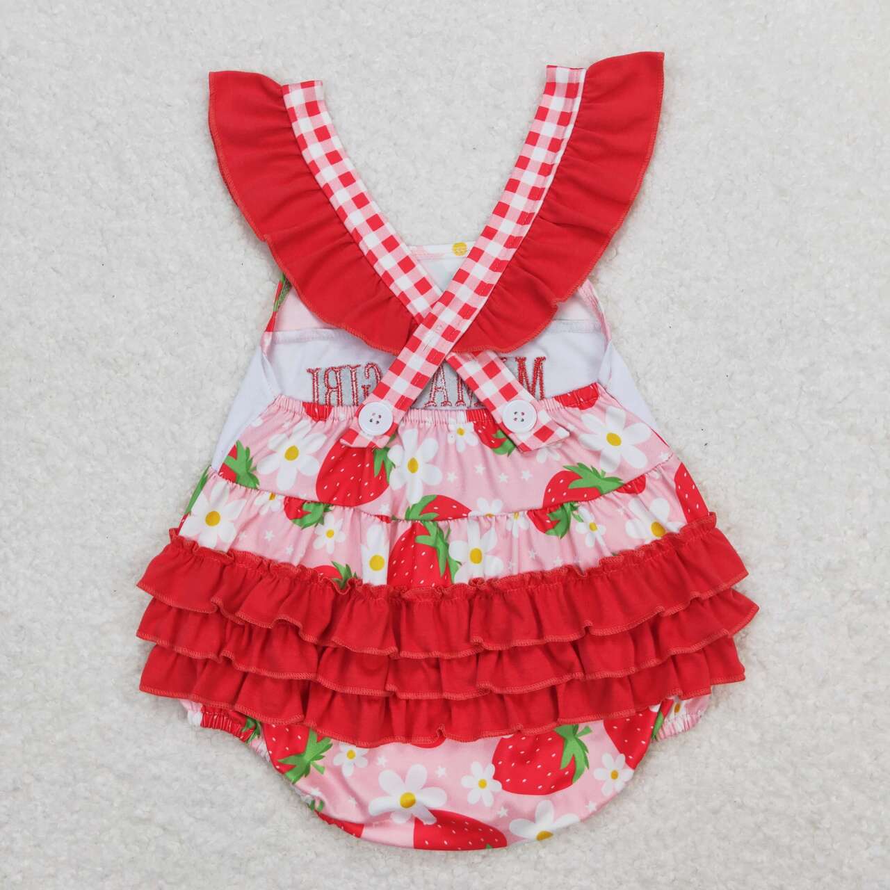 SR1269 baby girl clothes embroidery mama’s girl strawberry toddler girl summer bubble