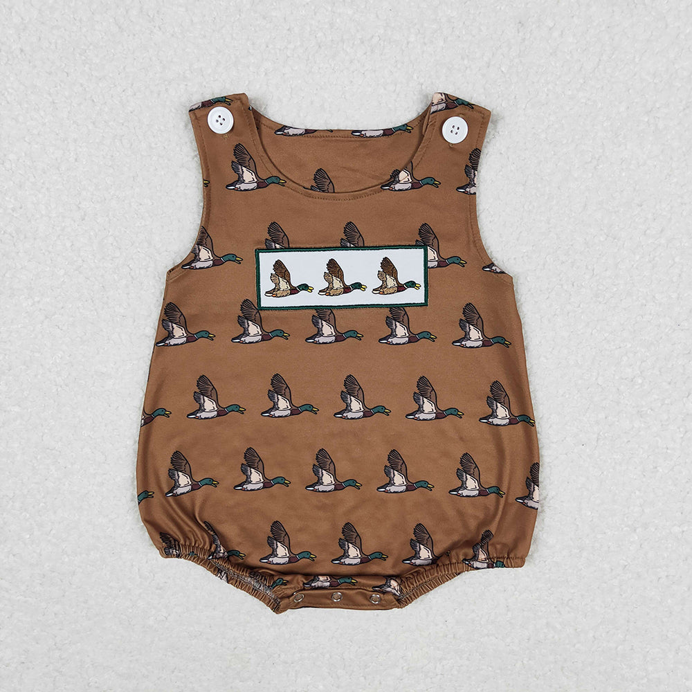 SR1285 baby boy clothes duck hunting embroidery summer rompers