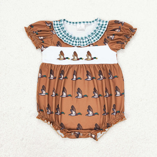 SR1286 baby girls clothes duck hunting embroidery summer rompers