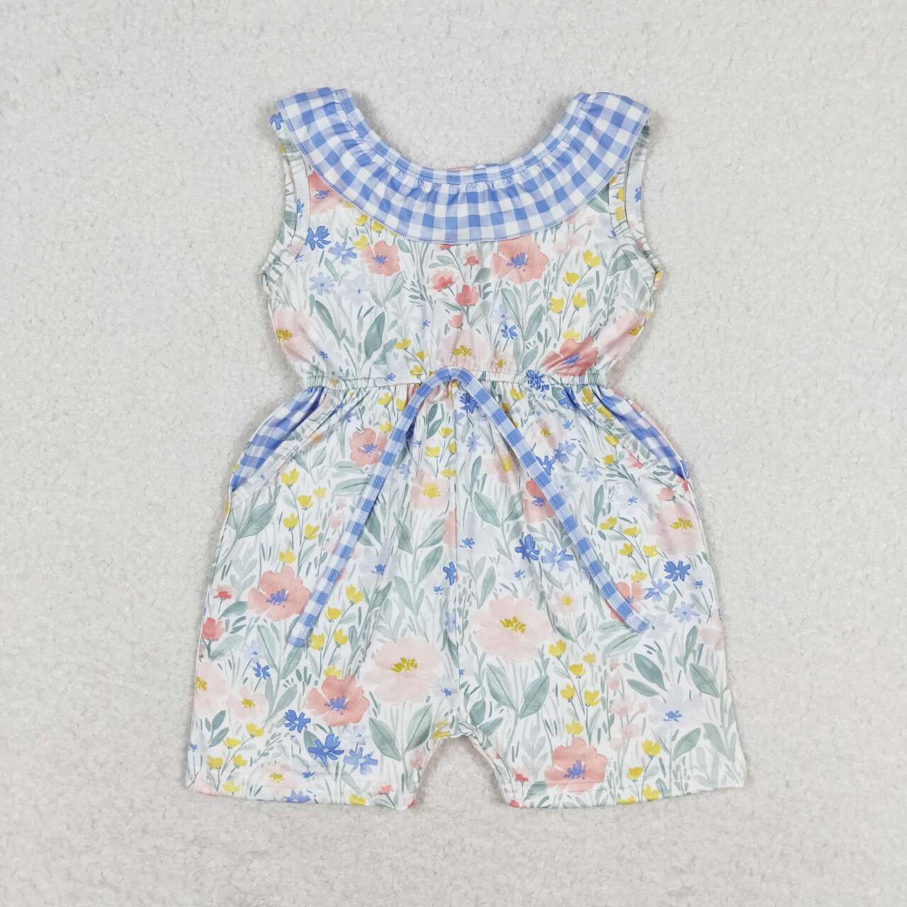 SR1343 baby girl clothes blue floral girl summer jumpsuit