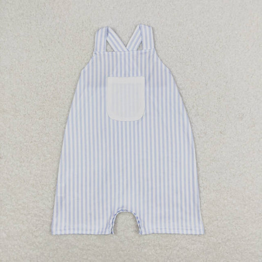 SR1362  baby boy clothes blue stripes toddler boy summer romper