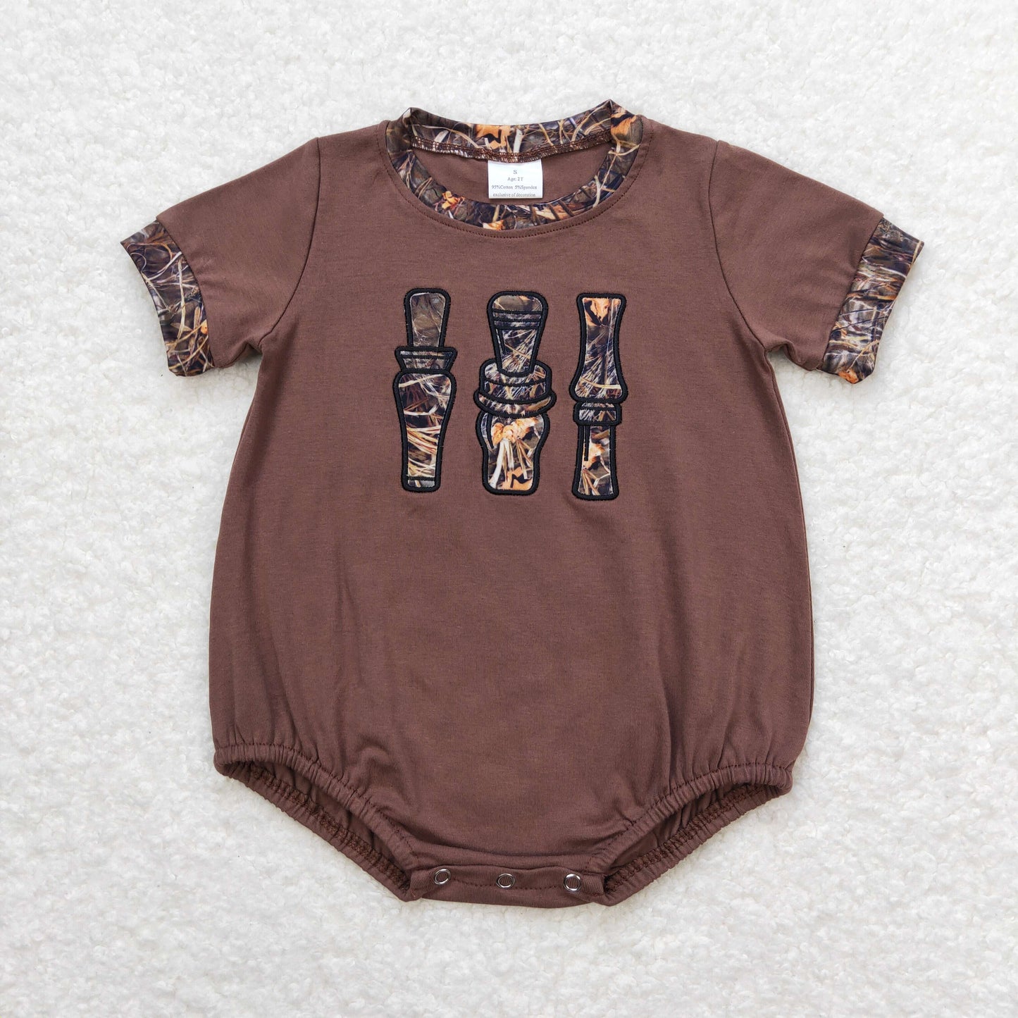 SR1402  baby boy clothes duck call embroidery camouflage rompers