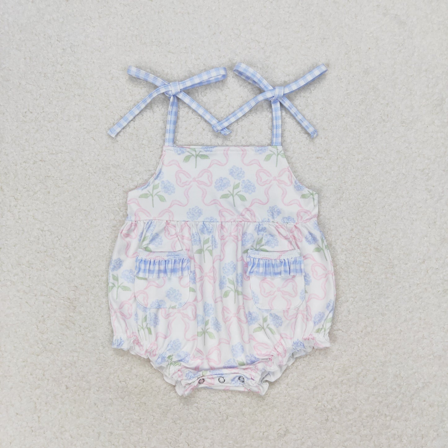 Sibling Baby Girls Bows Flowers Pockets Tunic Ruffle Shorts Clothes Sets Rompers